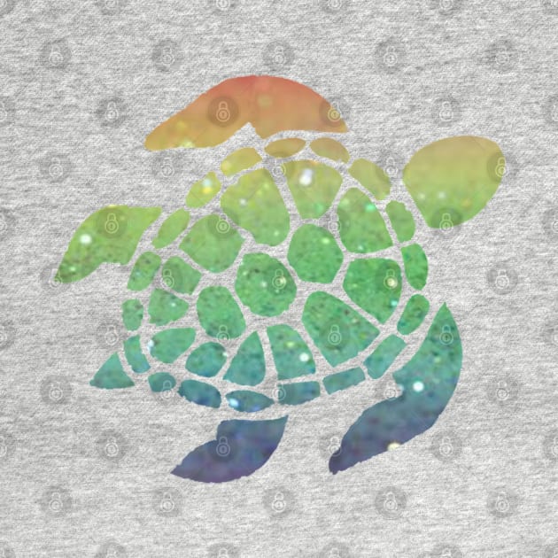 Pastel Rainbow Ombre Faux Glitter Turtle by Felicity-K